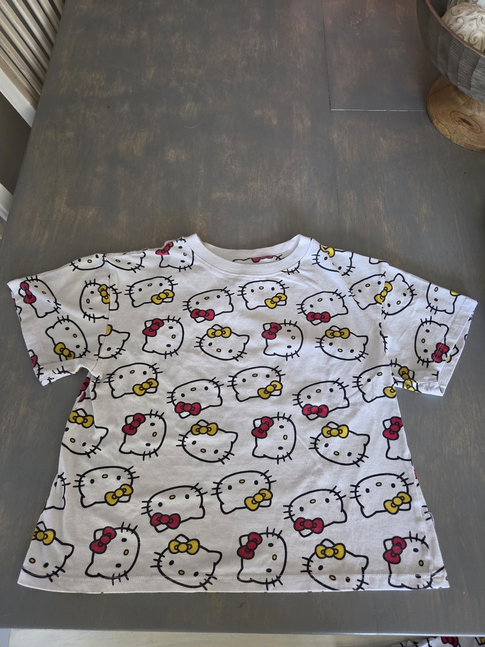 Hello Kitty White Short Sleeve Tee with Pink and Yellow Bows
